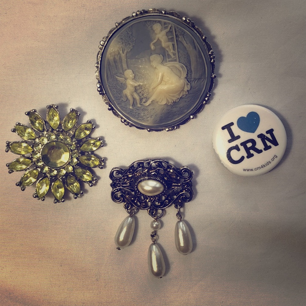 Brooch bundle- 3 antique look brooches & a fun one